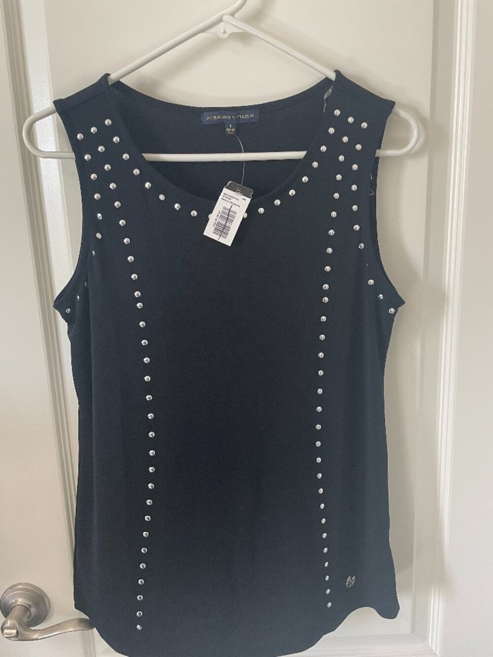 Adrienne Vittadini Women’s Black Studded Sleeveless Top – NWT – Size SMALL
